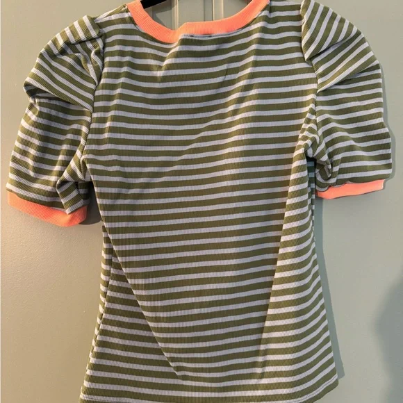 Anthropologie Striped Puff Sleeve Striped Tee - Picture 4 of 5